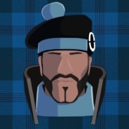 Lex, a digital painting of the Demoman from Team Fortress 2 with a blue plaid background